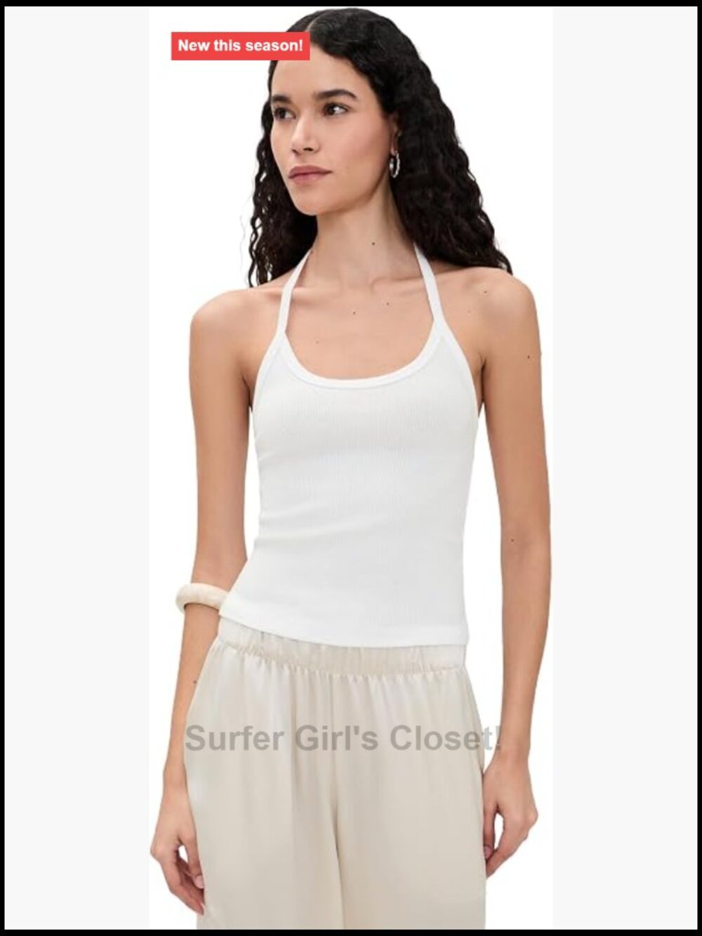 Ribbed Halter Tank, Lightweight Stretch Cotton, X-Large